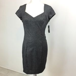 BCX Dress Sz 13 Gray Short Sleeve Stretch Black